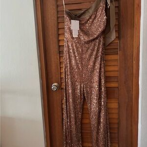 Sequin Jumpsuit in Bronze